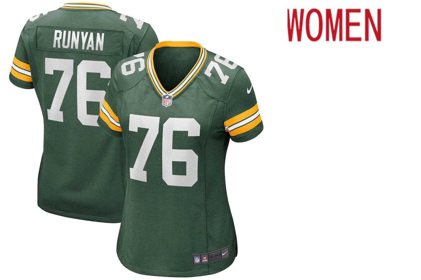 Women Green Bay Packers #76 Jon Runyan Nike Green Game NFL Jersey->women nfl jersey->Women Jersey